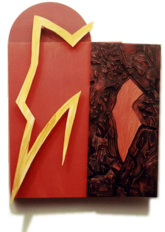 Double Crossing 1988 40.5x50.25 inches acrylic canvas and wood
