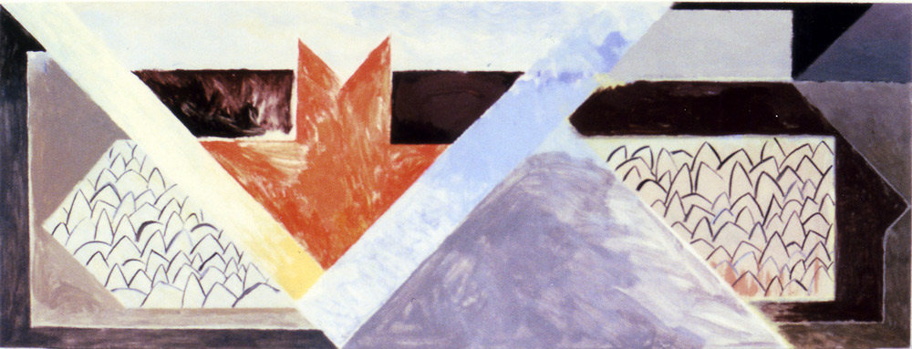 Double Crossing 1988 40.5x50.25 inches acrylic canvas and wood
