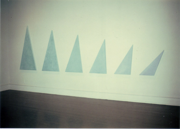 Falling Triangles 1972 60 by 192 inches Acrylic, Canvas and Woodwood